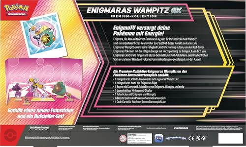 Pokémon - Trading Card Game: Premium Collection Enigmaras Wampitz-ex (1 Holographic Full Screen Promo Card, 6 Booster Packs & Plastic Stand)
