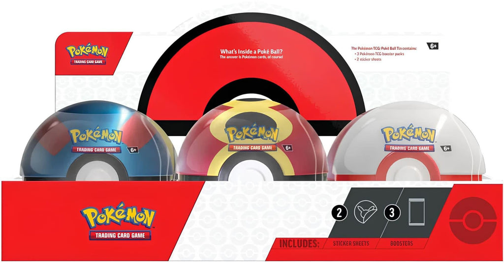 Pokémon PKM Pokeball Tin Autumn 2025 DE, 3 Booster Packs + 2 Sticker Sheets
