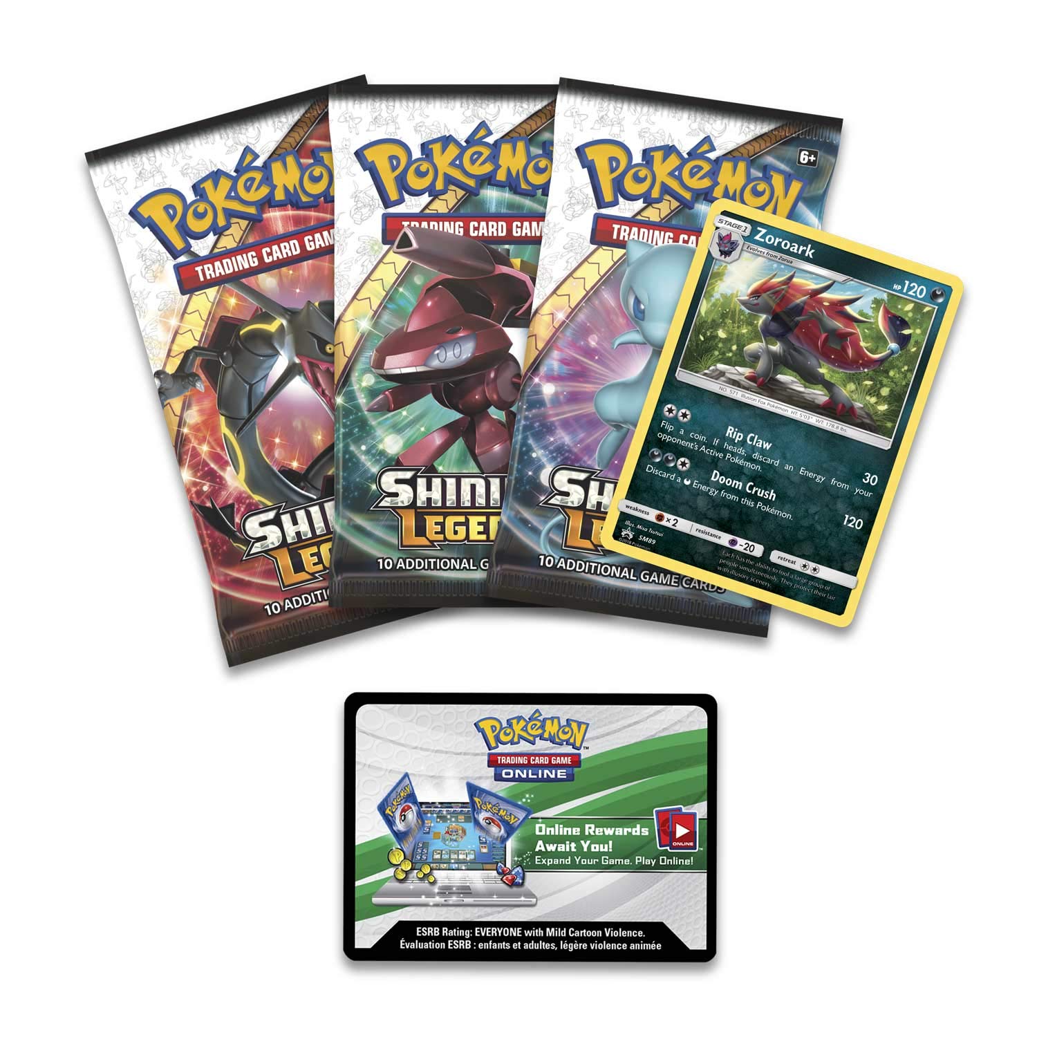 Pokemon TCG: Shining Legends Pin Collection – Zoroark, Premium Collectible Trading Card Set, Includes 3 Booster Packs, 1 Ultra Rare Foil Promo Card, 1 Collectors Pin, Online Code Card
