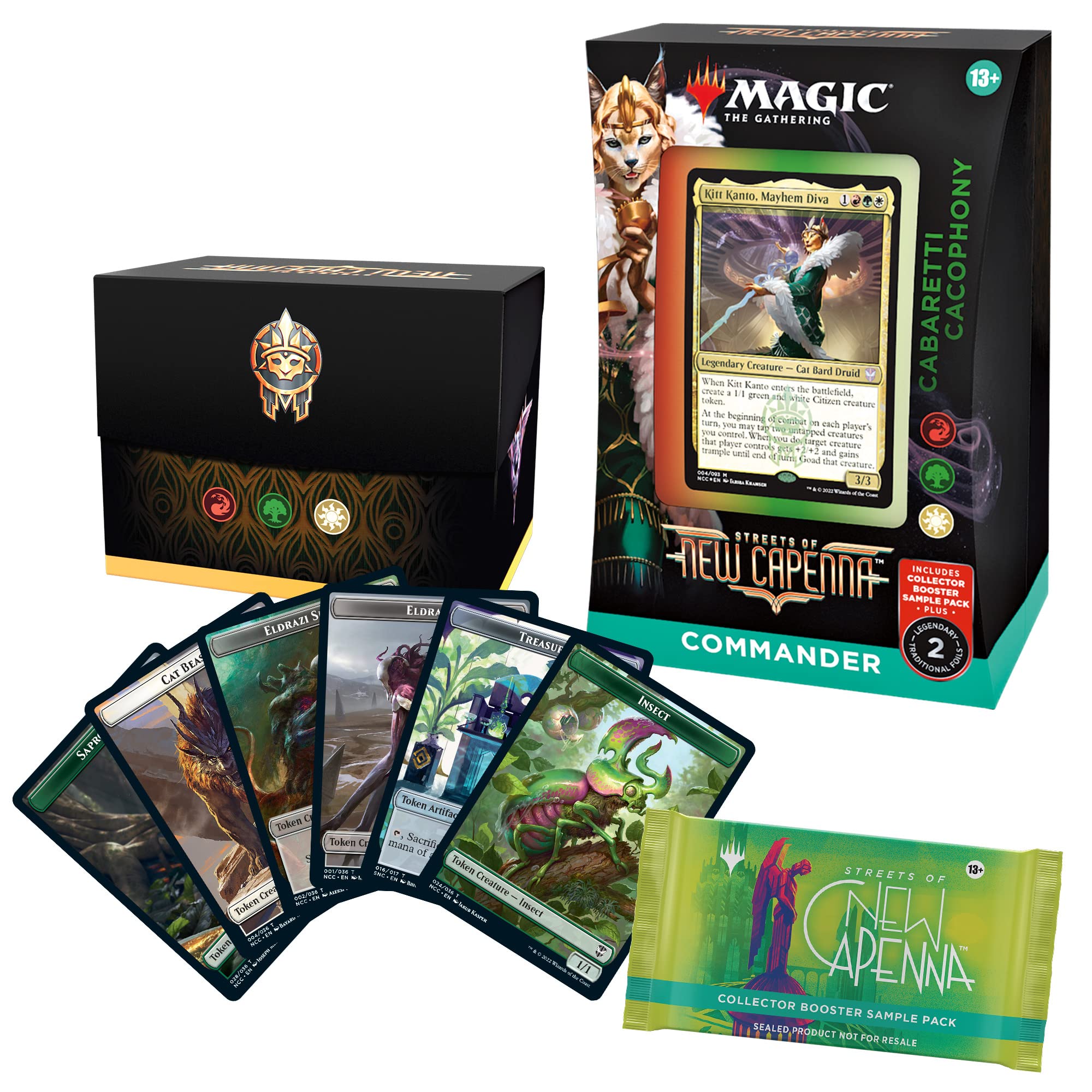 Magic: The Gathering Streets of New Capenna Commander Deck – Cabaretti Cacophony + Collector Booster Sample Pack