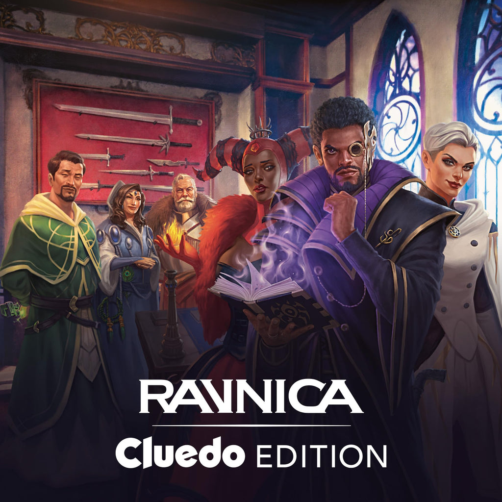 Magic: The Gathering Ravnica: Cluedo Edition - 3-4 player themed murder riddle card game (including 8 game-ready boosters, 21 proof cards, 1 Foil Shock Land Card and Detective Game Accessories)
